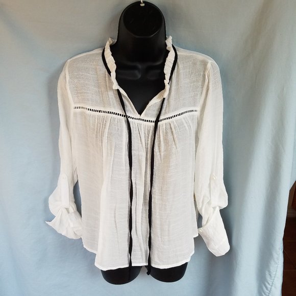 NWT Small Nadine West Active USA Rolled Cuff White Top - Picture 1 of 11